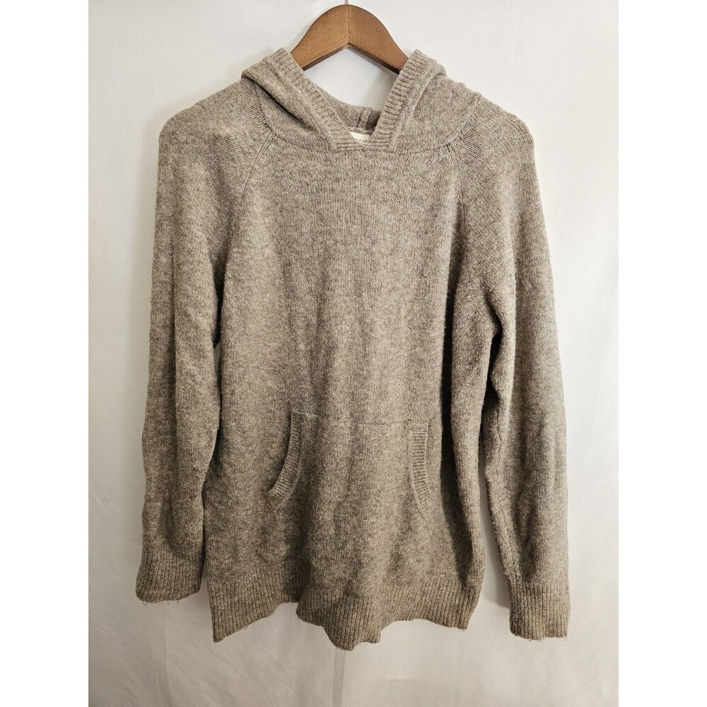 Aspen Women’s Hoodie Sweater Medium Beige Knit Pullover Kangaroo Pocket